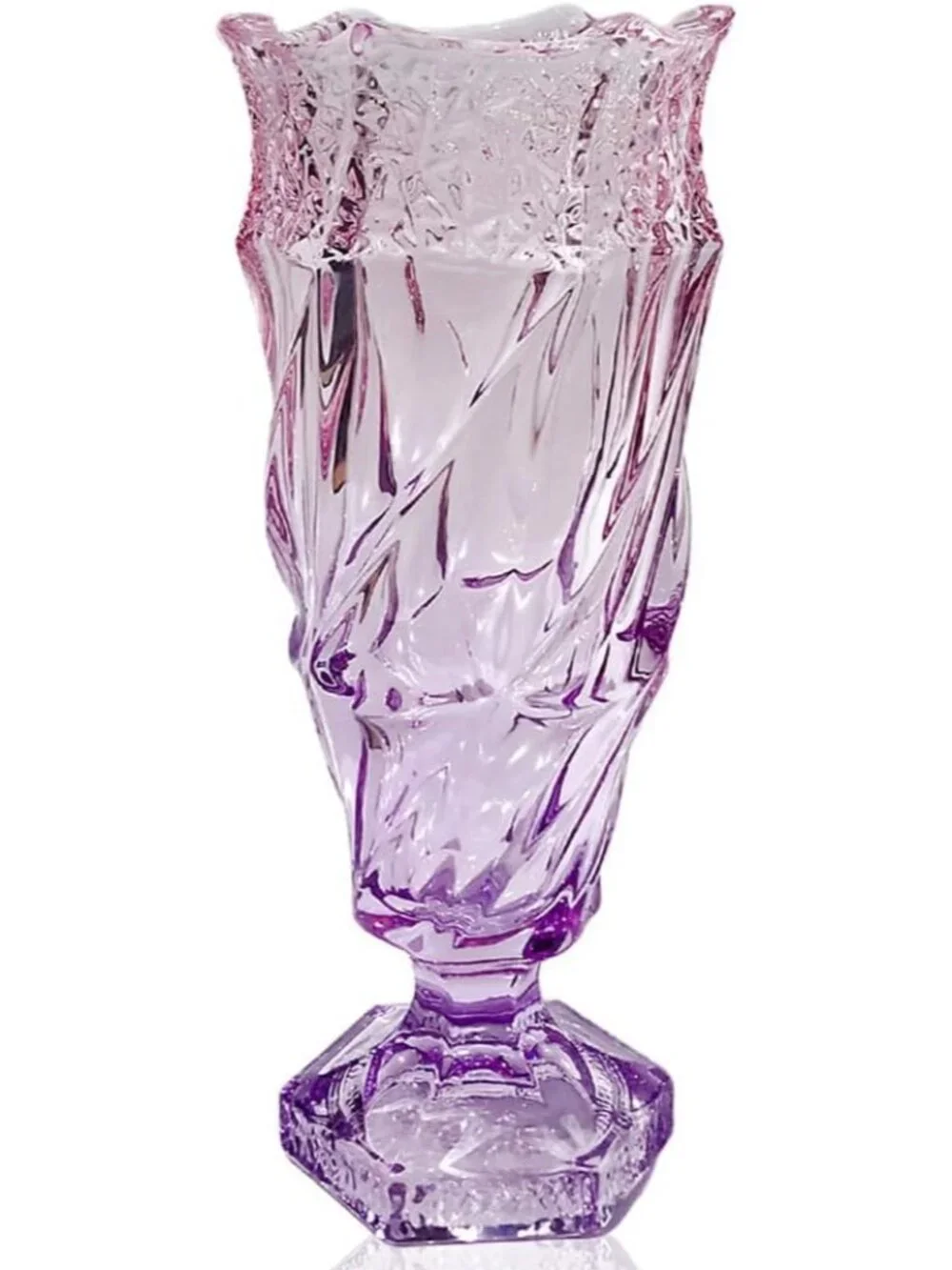 9.5 Inch Purple Pink Glass Flower Vase Bohemian Style For Centerpieces Home Dec